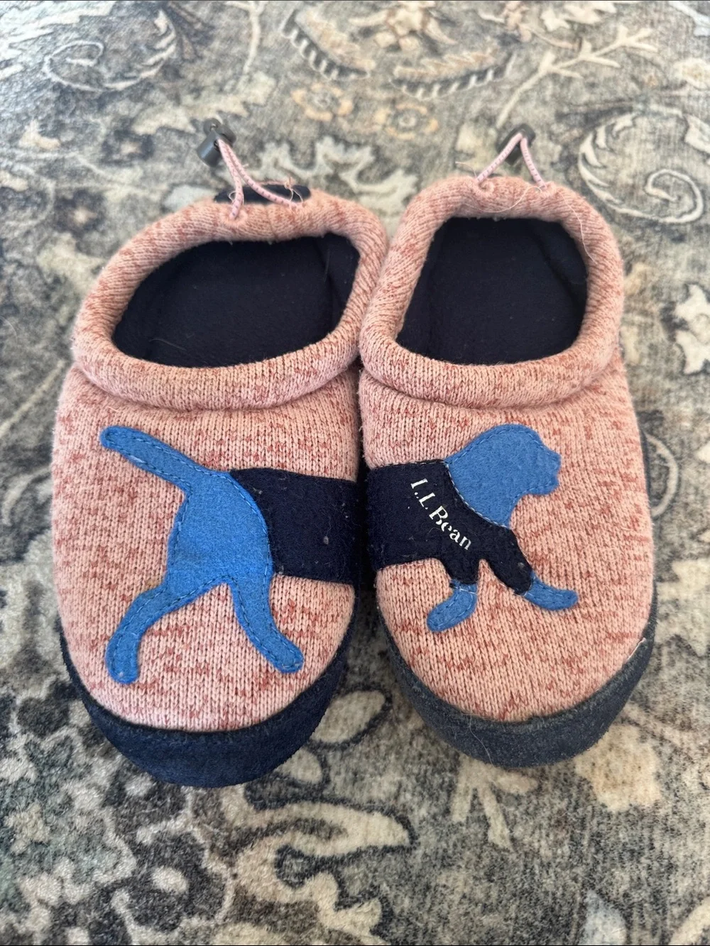 L.L. Bean Kids' Pink Slipper Shoes with Blue Dog Motif